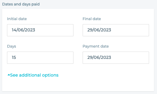 Fields with dates to confirm payroll run.