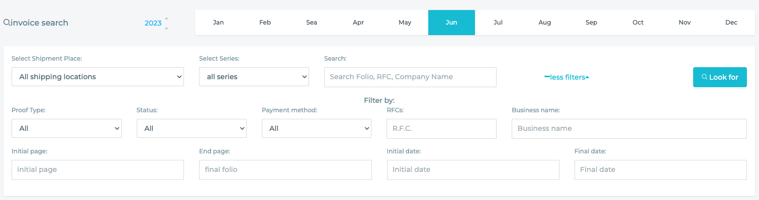 Filters to search for invoices with.