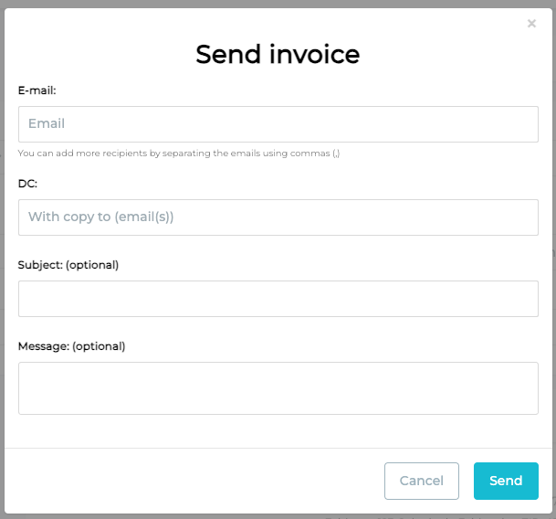 Send invoice by email with fields to fill out.