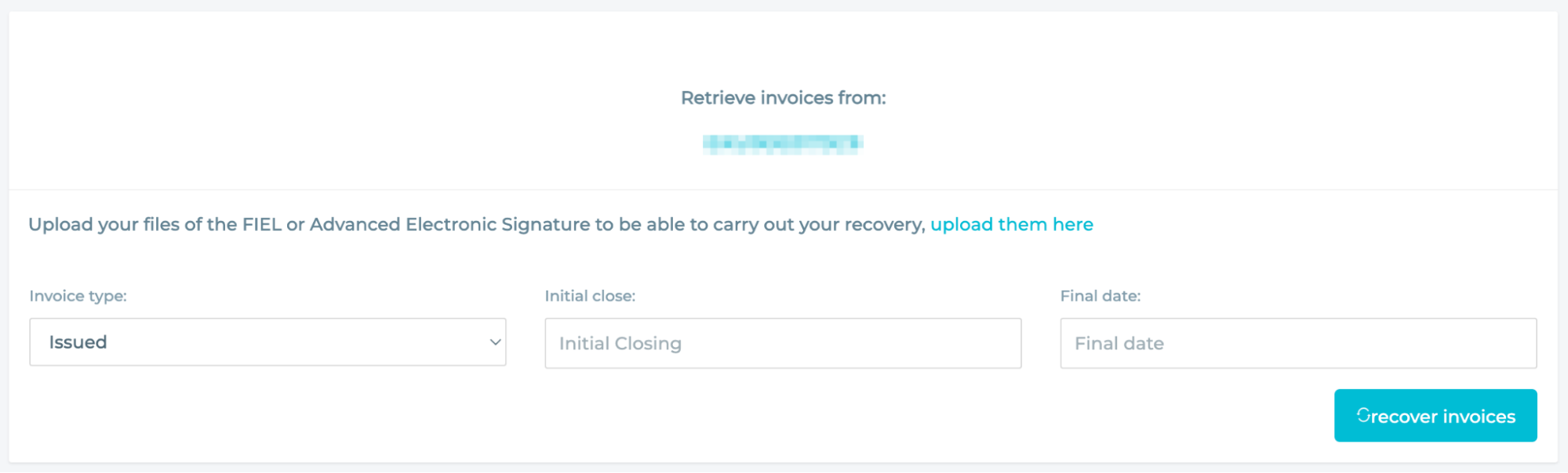 Invoice retrieval with options to select.