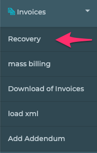 Recovery button in navigation.