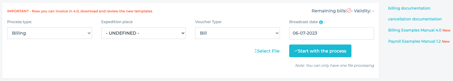 Mass invoicing with templates to download.