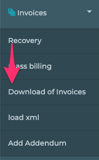 Download Invoices section in navigation.