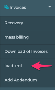 Upload XML Invoices section in navigation.