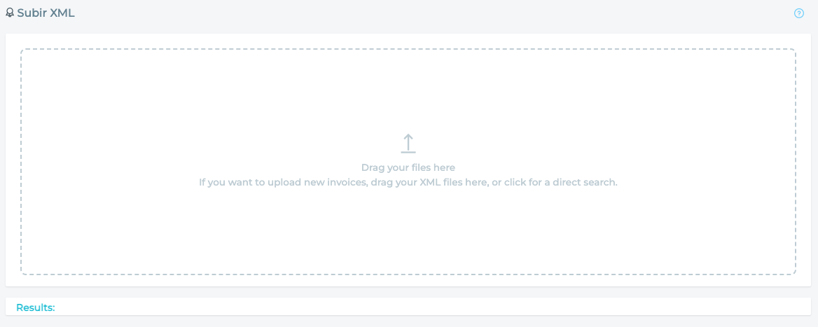 Drag and drop section to upload XML invoices.