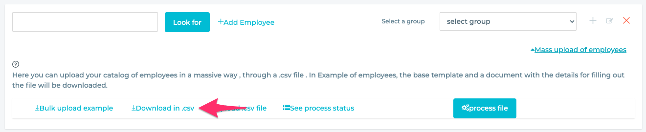 Link to download csv file of employees.