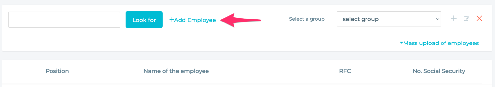 Add employee button.