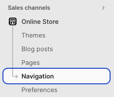 Navigation section in Shopify account.