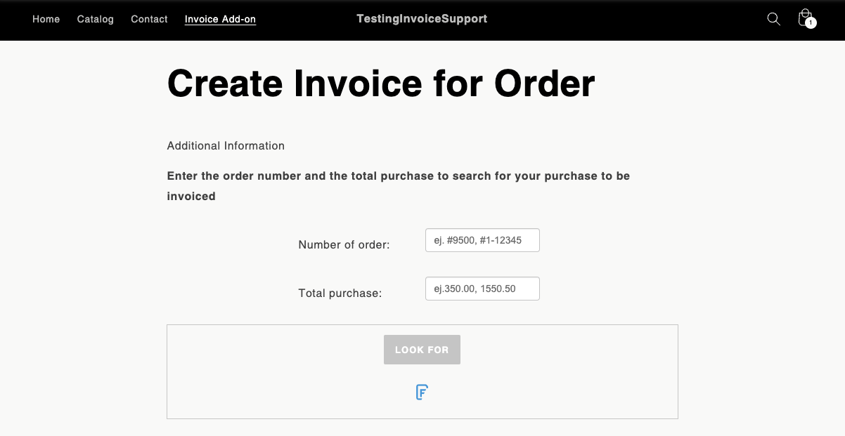 Search with option to type in purchase order number and total.