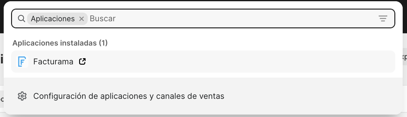 Menú desplegable de aplicaciones que muestra Facturama como una aplicación seleccionable.