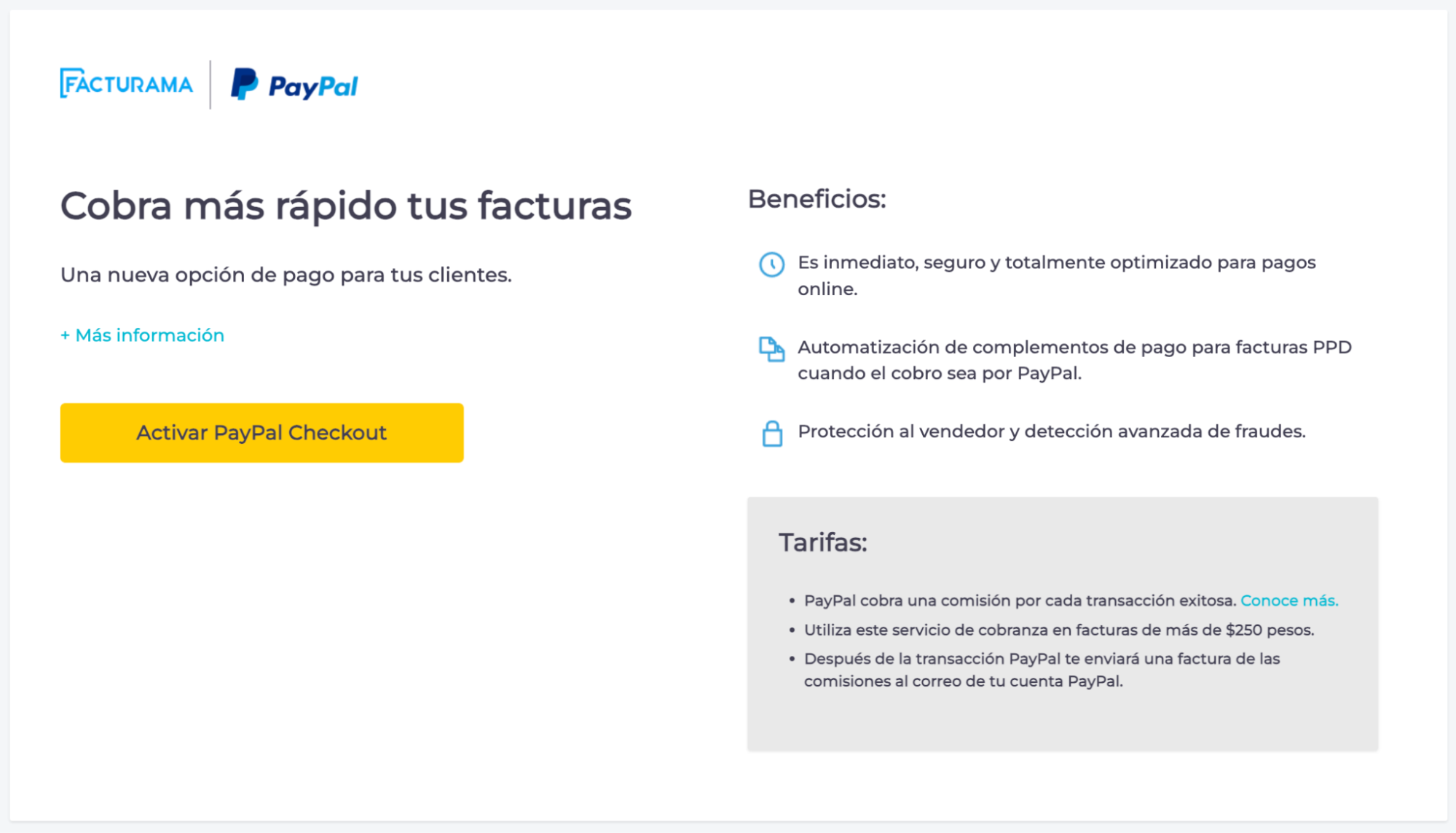 Activar el botón PayPal.