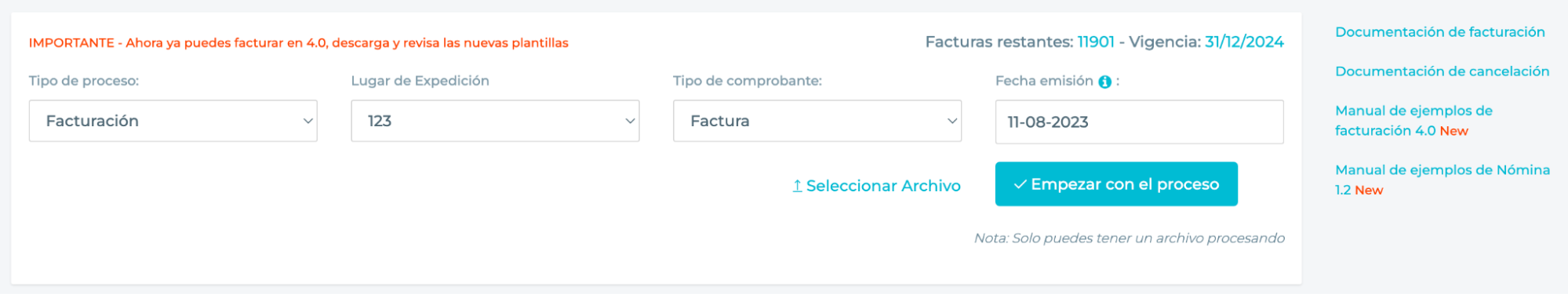 Facturación masiva con plantillas para descargar