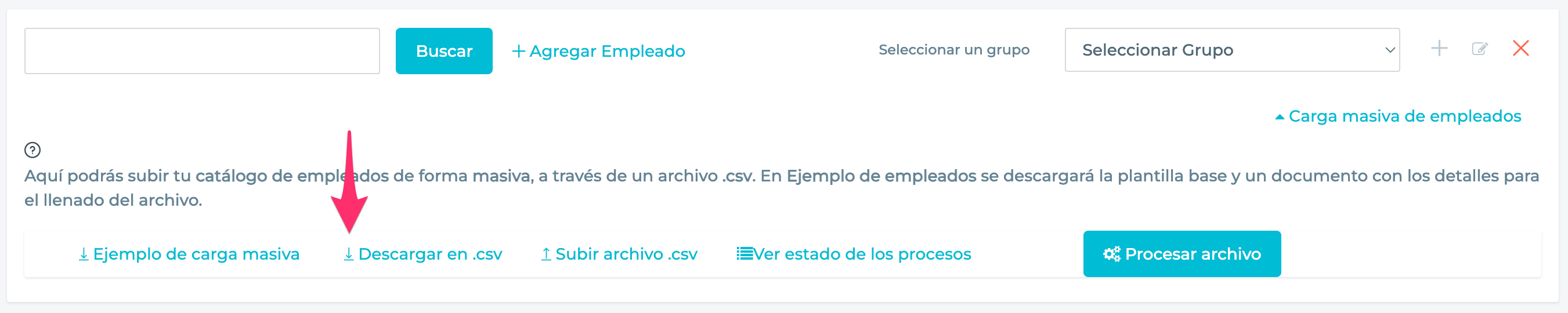 Enlace para descargar el archivo csv de los empleados